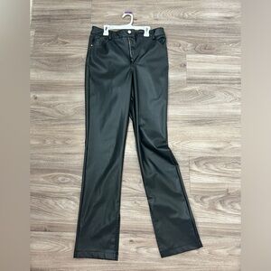 Zara Black Straight Leg Leather Pants